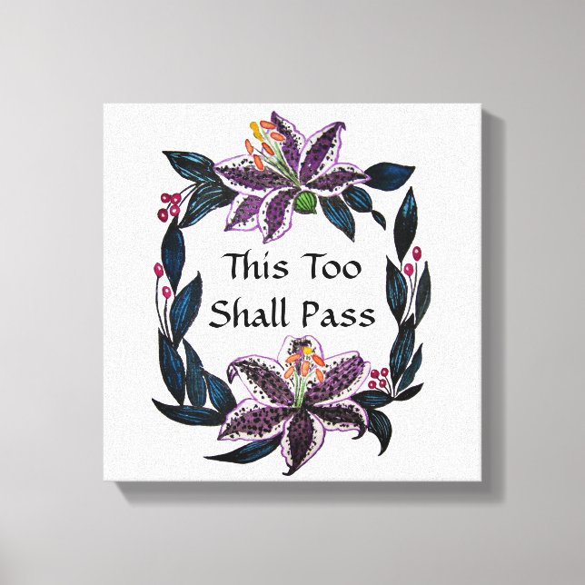 Lienzo "Esto también pasará" acuarela Lily Wreath (Anverso)