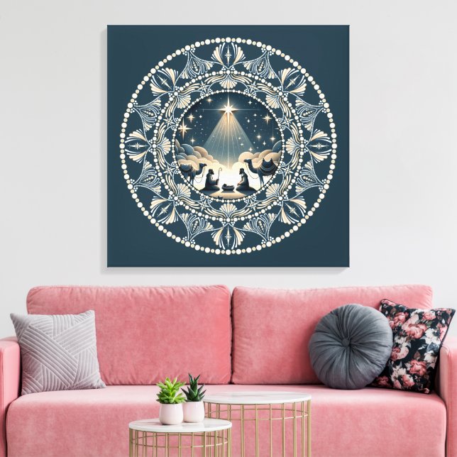 Lienzo Estrella de la Natividad Maravillosa Punto Mandal  (Insitu (Sala de estar))