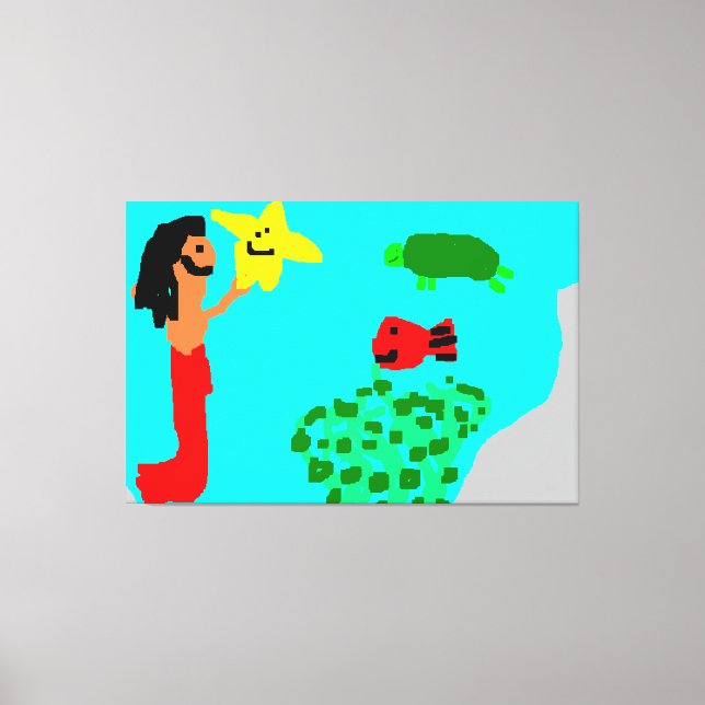 Lienzo Estrella de la sirena Fish Turtle Algas marinas Oc (Anverso)