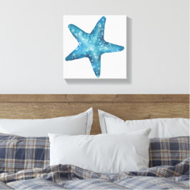 Lienzo Estrella de mar azul acuarela náutica