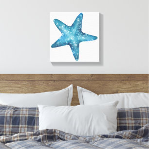 Lienzo Estrella de mar azul acuarela náutica