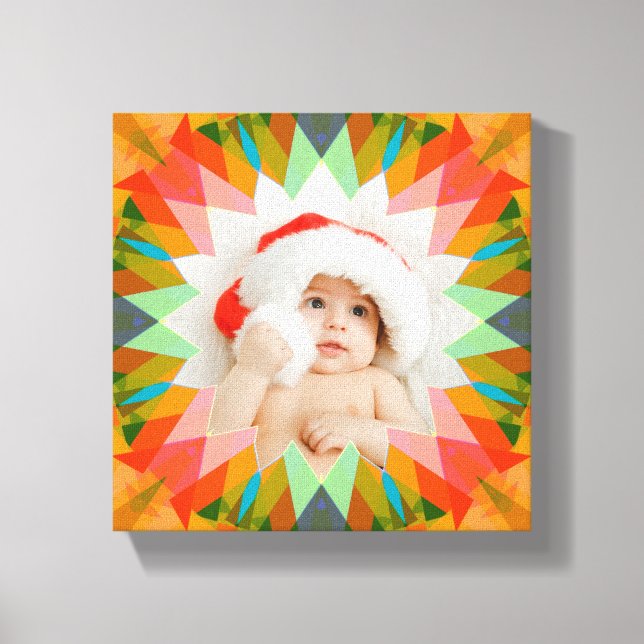 Lienzo Estrella de Navidad rosa verde personalizada regal (Anverso)