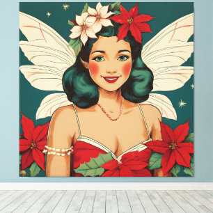 Lienzo Estrella Pin-Up Tropical Retro de Navidad de los 5