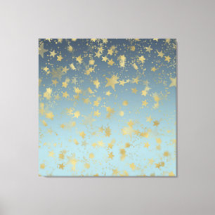 Lienzo Estrellas Aqua Blue Gold Ombre