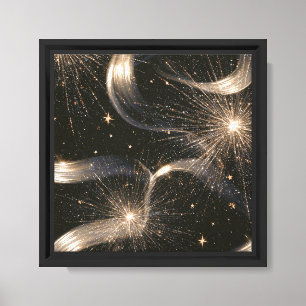 Lienzo Estrellas de brillo de oro negro