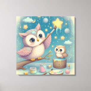 Lienzo Estrellas de pintura de búho