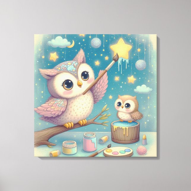 Lienzo Estrellas de pintura de búho (Anverso)