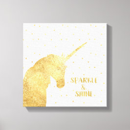 Lienzo Estrellas de unicornio de oro esparcen y brillan
