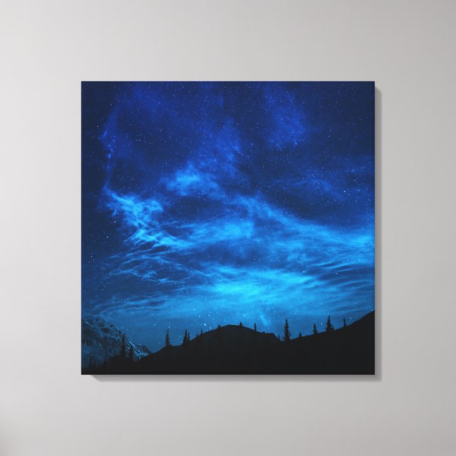 LIENZO ESTRELLAS LUMINOSAS EN UN CIELO OSCURO Y AZUL (Anverso)