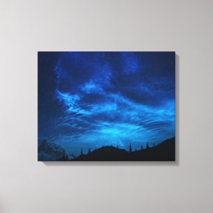 LIENZO ESTRELLAS LUMINOSAS EN UN CIELO OSCURO Y AZUL