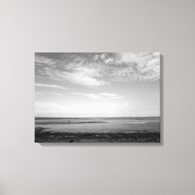 Lienzo Estuario severo en Penarth (B&W) (Anverso)