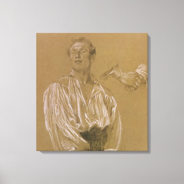 Lienzo Estudio de retrato de un hombre con una camisa bla (Anverso)