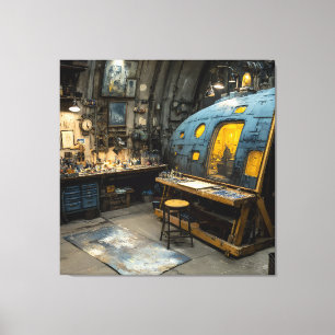 Lienzo Estudio de submarino de artista Steampunk Caos