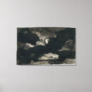 Lienzo Estudio de un cielo iluminado por la luna nublado