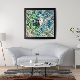 Lienzo Ethereal Abstract Face con el elemento de bosque f