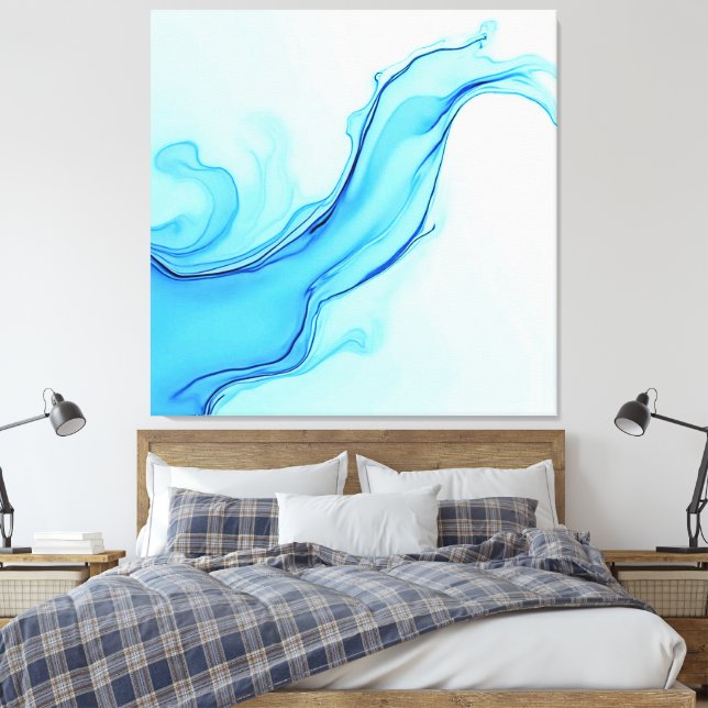 Lienzo Ethereal Blue Liquid Art Swirls (Insitu(Dormitorio))
