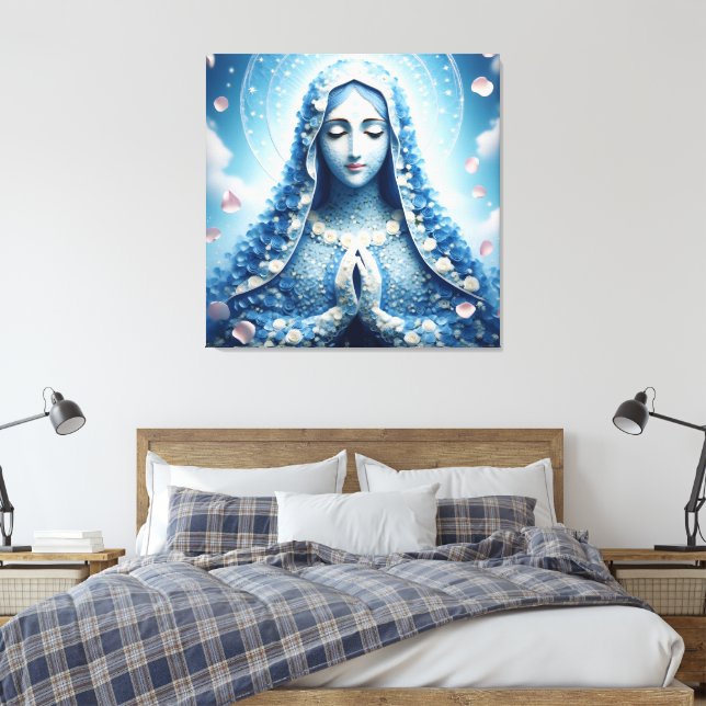 Lienzo Ethereal Virgin Mary Blue Rose Portrait  (Insitu(Dormitorio))