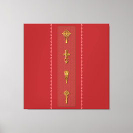 Lienzo Ethiopian Orthodox Crosses – Gold on Red