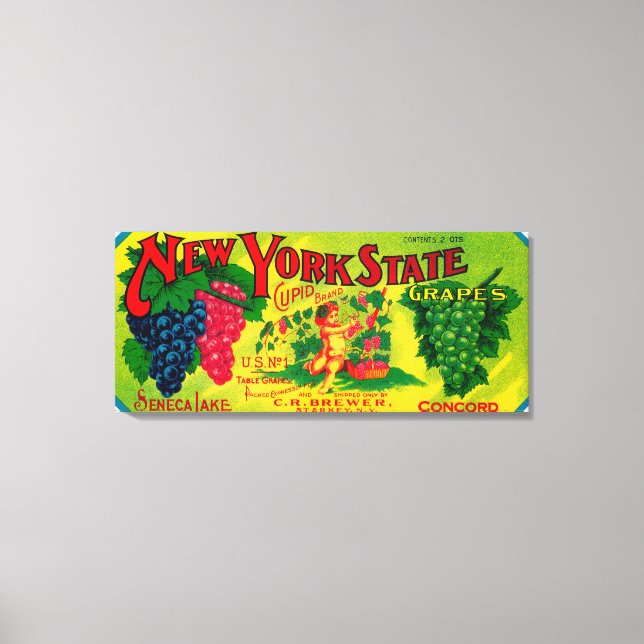 Lienzo Etiqueta Cupido de uvaStarkey, NY (Anverso)