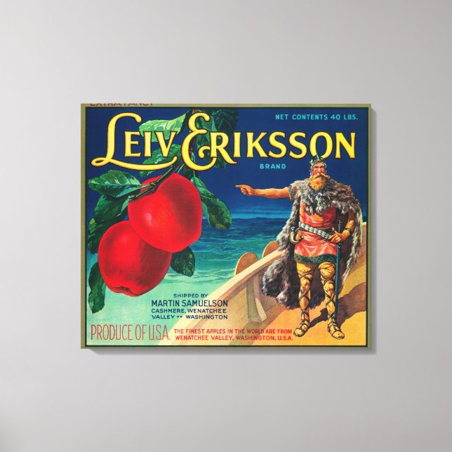 Lienzo Etiqueta de Apple Lairy Eriksson - Cashmere, WA (Anverso)