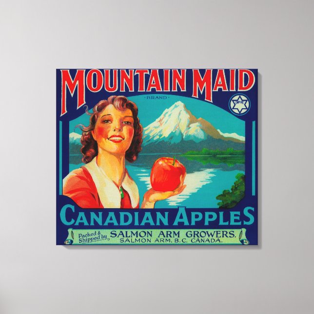 Lienzo Etiqueta de Apple Maid de Montaña de Canadá (Anverso)