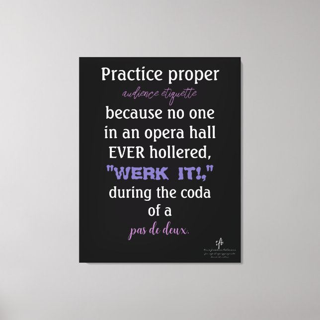 Lienzo Etiqueta de audiencia de los padres de baile Laven (Anverso)