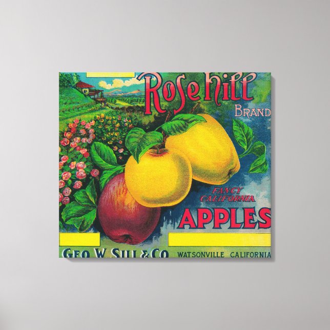 Lienzo Etiqueta de canal de Apple de colinas RosasWatsonv (Anverso)