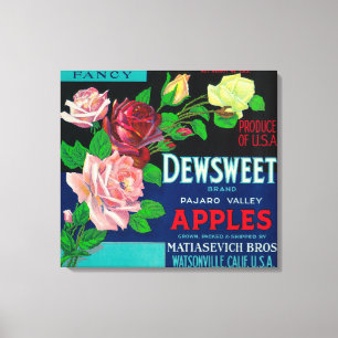 Lienzo Etiqueta de canal de Apple dulce Watsonville, CA