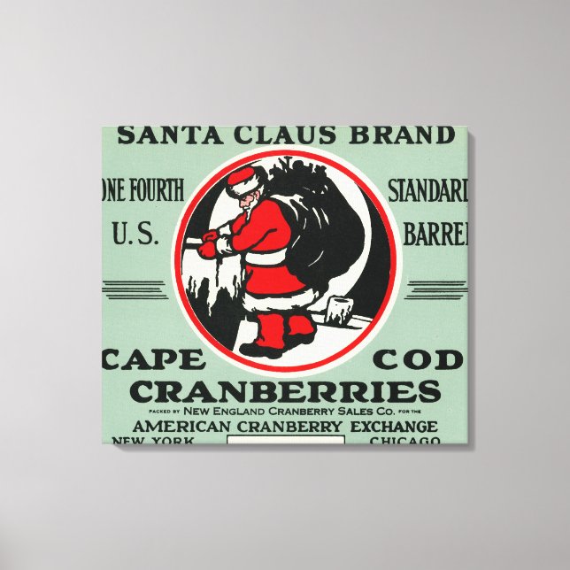 Lienzo Etiqueta de la marca de Cranberry de Cape Cod Sant (Anverso)