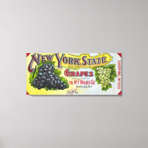 Lienzo Etiqueta de las uvas del Estado de Nuevo York