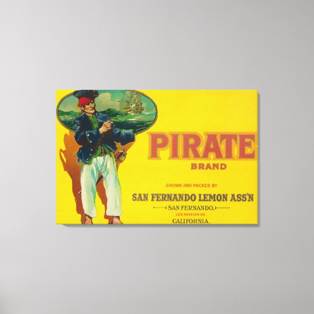 Lienzo Etiqueta de limón pirataSan Fernando, CA (Anverso)