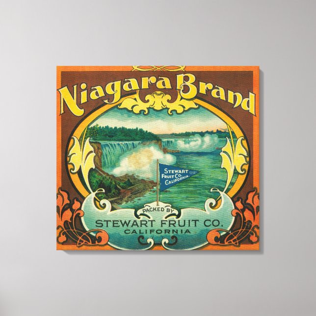 Lienzo Etiqueta de Naranja de Niagra (Anverso)