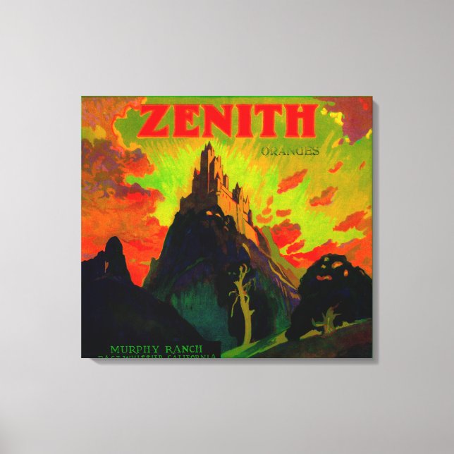 Lienzo Etiqueta de Naranja ZenithWhittier, CA (Anverso)