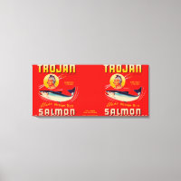 Etiqueta de salmón de marca troyana - Rojo