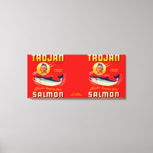 Lienzo Etiqueta de salmón de marca troyana - Rojo