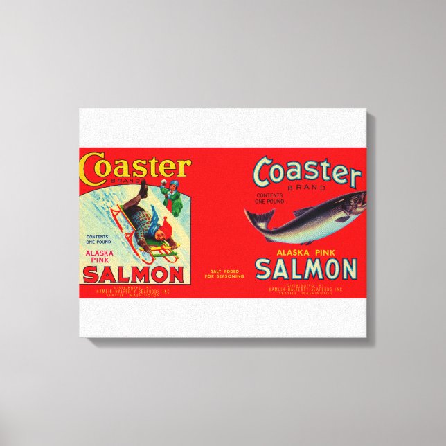 Lienzo Etiqueta de salmón de montaña rusa (Anverso)