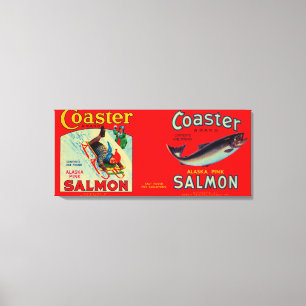 Lienzo Etiqueta de salmón de montaña rusa