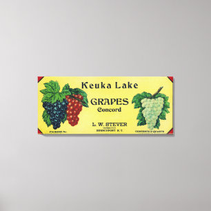 Lienzo Etiqueta de uvas de concordancia del lago Keuka