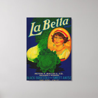Lienzo Etiqueta de verduras de San José, California, La B