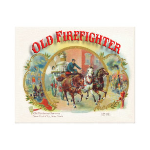 Lienzo Etiqueta del bombero de la era del Victorian vieja