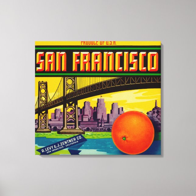 Lienzo Etiqueta Naranja de San Francisco (Anverso)