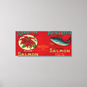 Lienzo Etiqueta Poinsettia Salmon Can