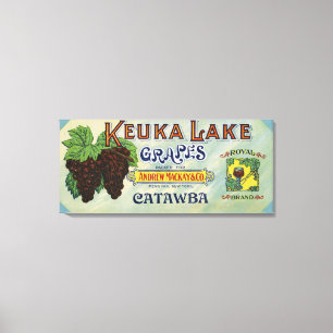 Lienzo Etiqueta real de las uvas del lago Keuka de la