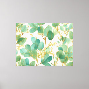 Lienzo Eucalyptus deja un diseño verde y dorado