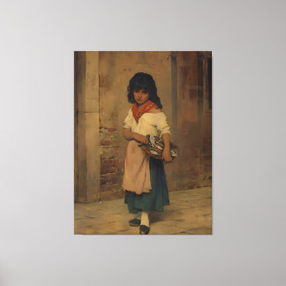 Lienzo Eugene de Blaas 1871 Muchacha vendedora de pescado
