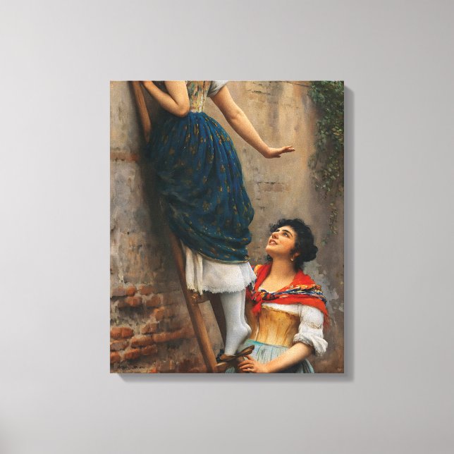 Lienzo Eugene de Blaas: En la pared - Restauración de Art (Anverso)