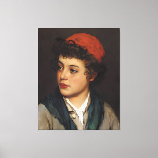 Lienzo Eugene de Blaas: Joven con boina roja - 16K Fin