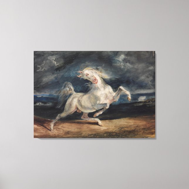Lienzo Eugene Delacroix Horse asustado por el relámpago (Anverso)