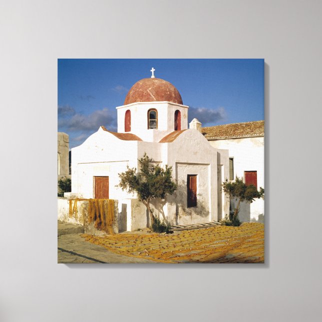 Lienzo Europa, Grecia, Mykonos. Redes de pesca secas en l (Anverso)