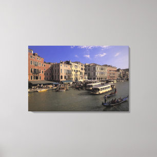 Lienzo Europa, Italia, Venecia, Tráfico de barcos por Ria